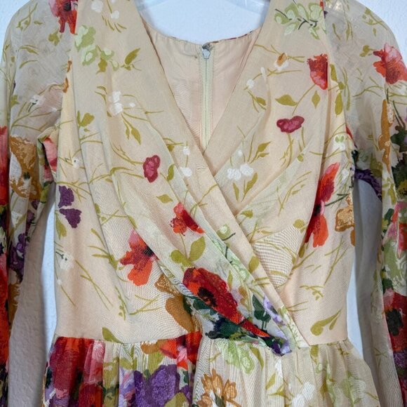 Vintage 70s Jack Bryan Maxi Dress XS Floral Print Chiffon Party Cocktail - Picture 10 of 16
